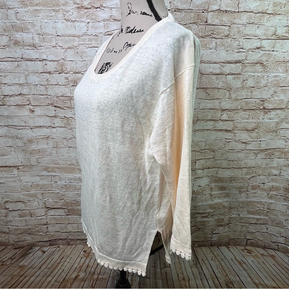 New J. Crew Linen Sweater Knot Top Small - Picture 2 of 7